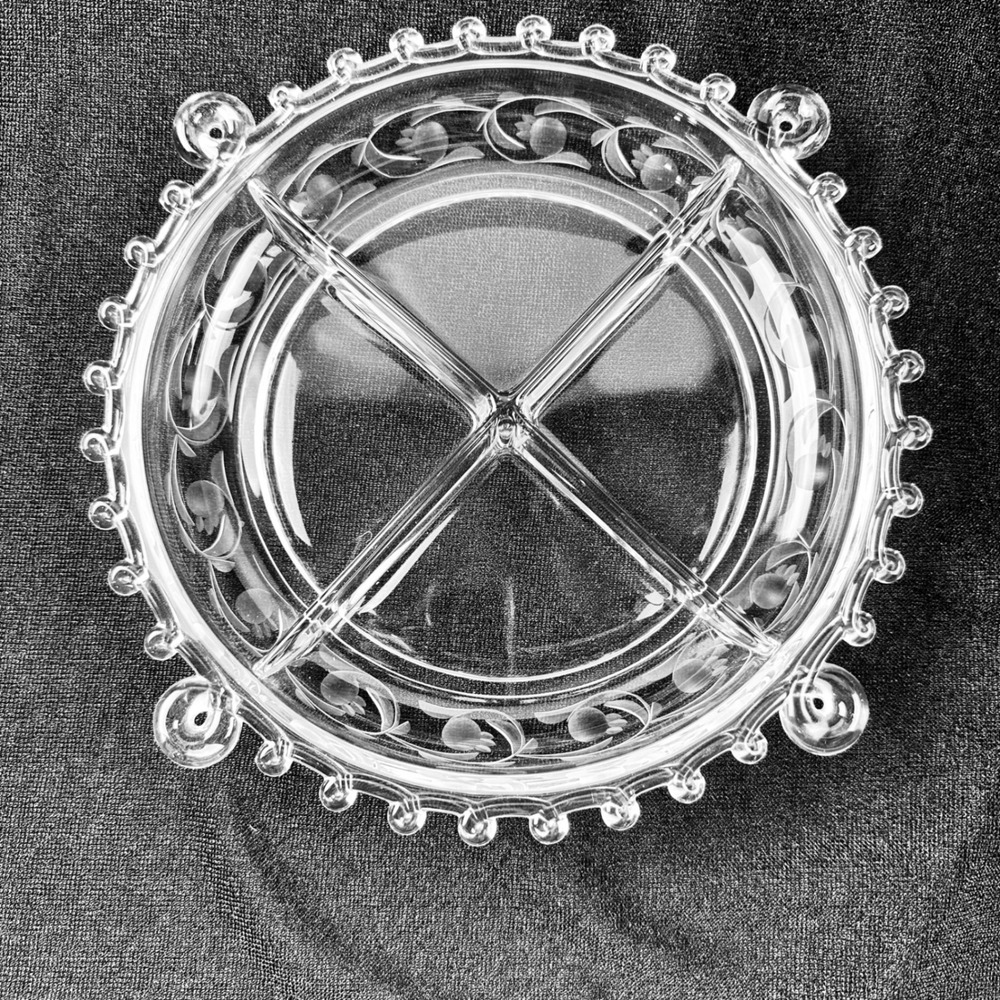 Heisey Lariat‎ Crystal 10 1/4"Divided Serving Dish Bowl Candy Nut Relish Plate